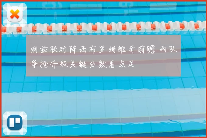 利兹联对阵西布罗姆维奇前瞻 两队争抢升级关键分数看点足
